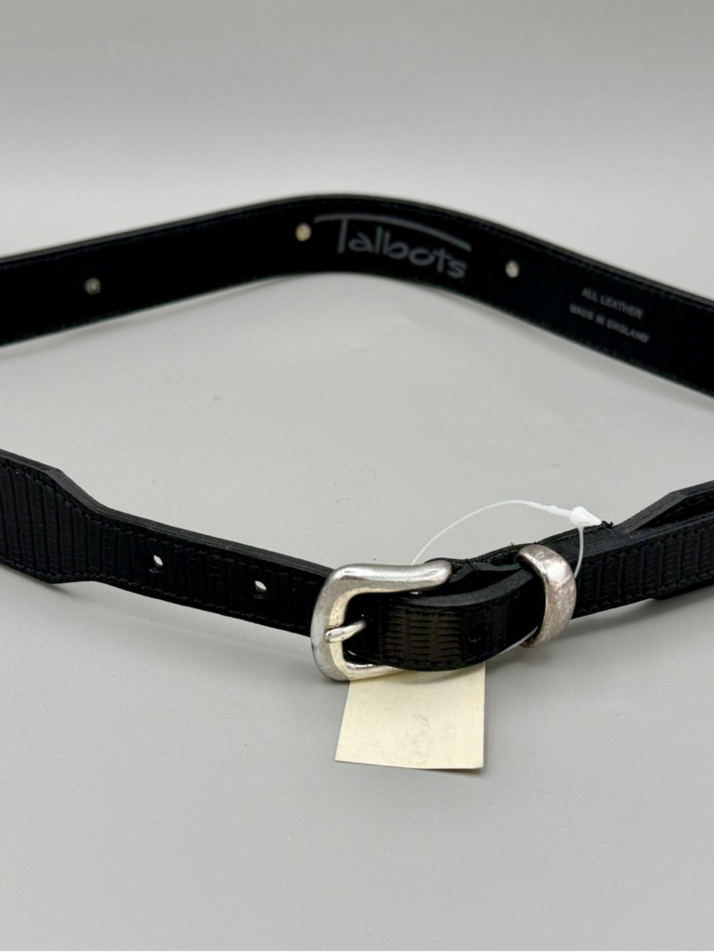 Talbots Black Textured Leather Belt with Silver-Tone Buckle and Conchos - Picture 2 of 16